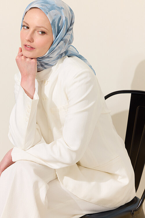 El Dikişi Soft Eşarp Brush - Mavi - Camellia Scarfs (1)