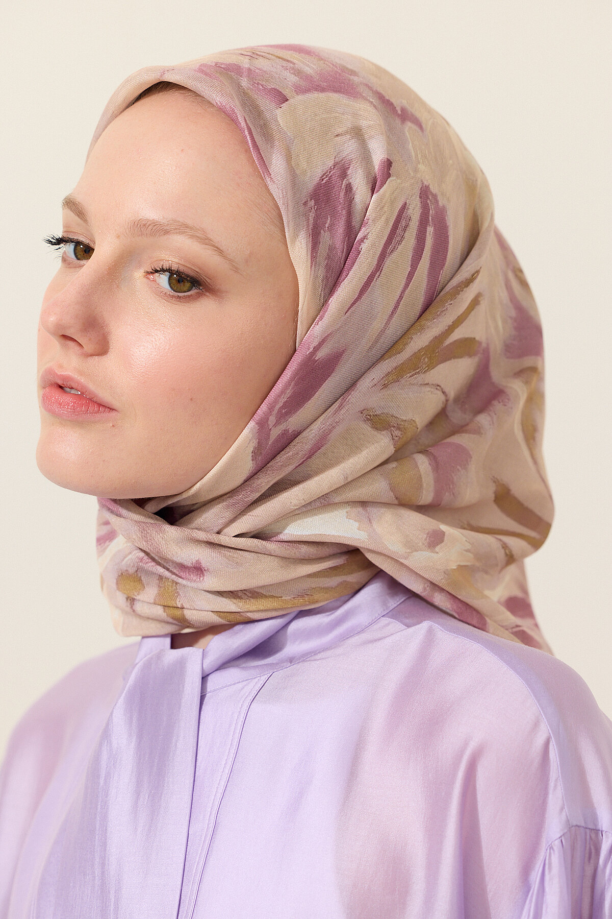 El Dikişi Soft Eşarp Brush - Pembe Sarı - Camellia Scarfs