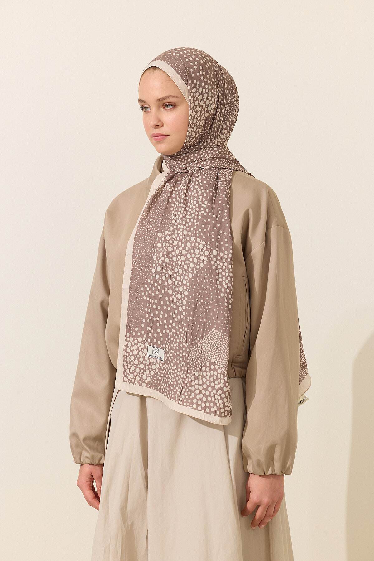 Elegance Kraş Şal - Vizon - Camellia Scarfs (1)