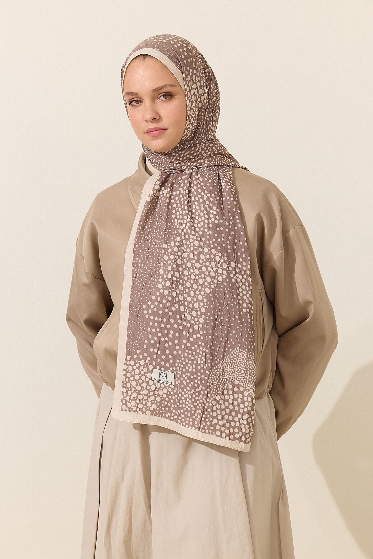 Elegance Kraş Şal - Vizon - Camellia Scarfs
