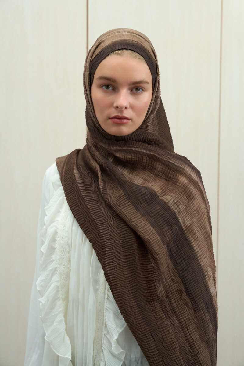 Elenora Müslin Şal - Kahve Yeşil - 3