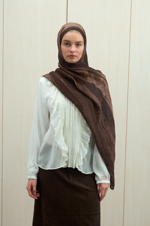 Elenora Müslin Şal - Acı Kahve - Camellia Scarfs