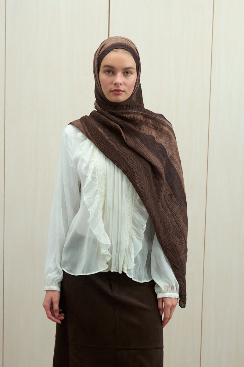 Elenora Müslin Şal - Acı Kahve - 1