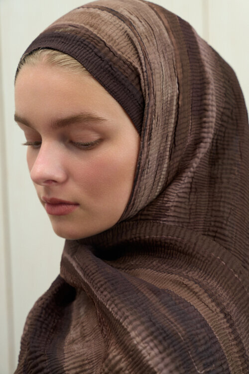 Elenora Müslin Şal - Acı Kahve - Camellia Scarfs (1)