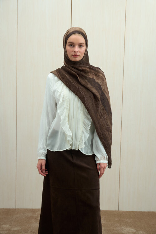 Elenora Müslin Şal - Kahve Yeşil - Camellia Scarfs