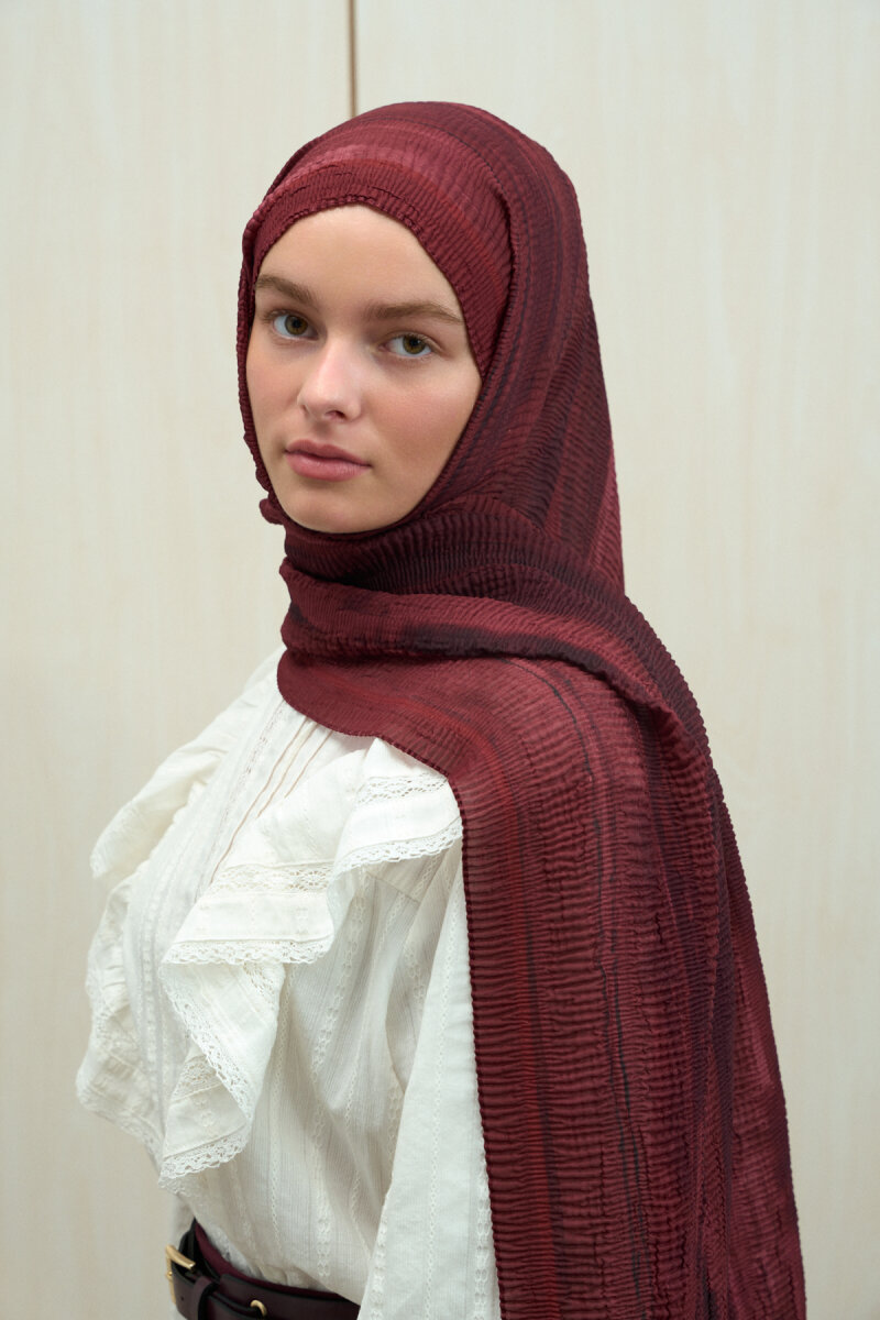 Elenora Müslin Şal - Cherry - 3