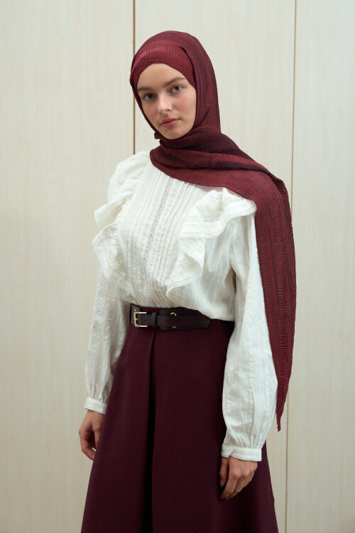 Elenora Müslin Şal - Cherry - Camellia Scarfs (1)