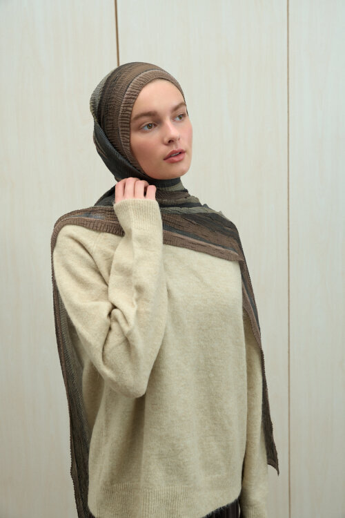 Elenora Müslin Şal - Haki - Camellia Scarfs (1)