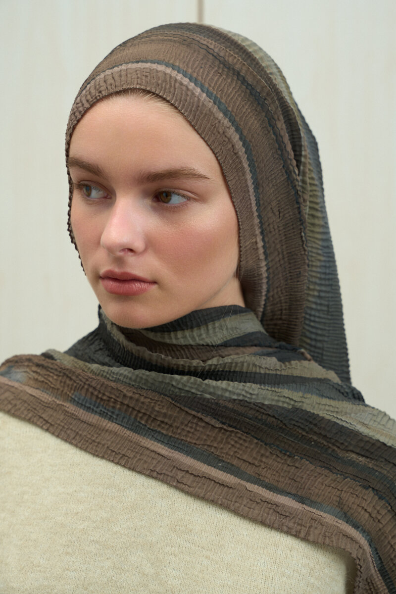 Elenora Müslin Şal - Haki - 4