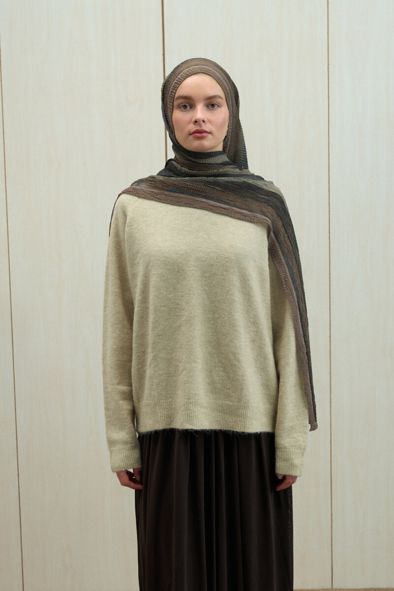 Elenora Müslin Şal - Haki - 1