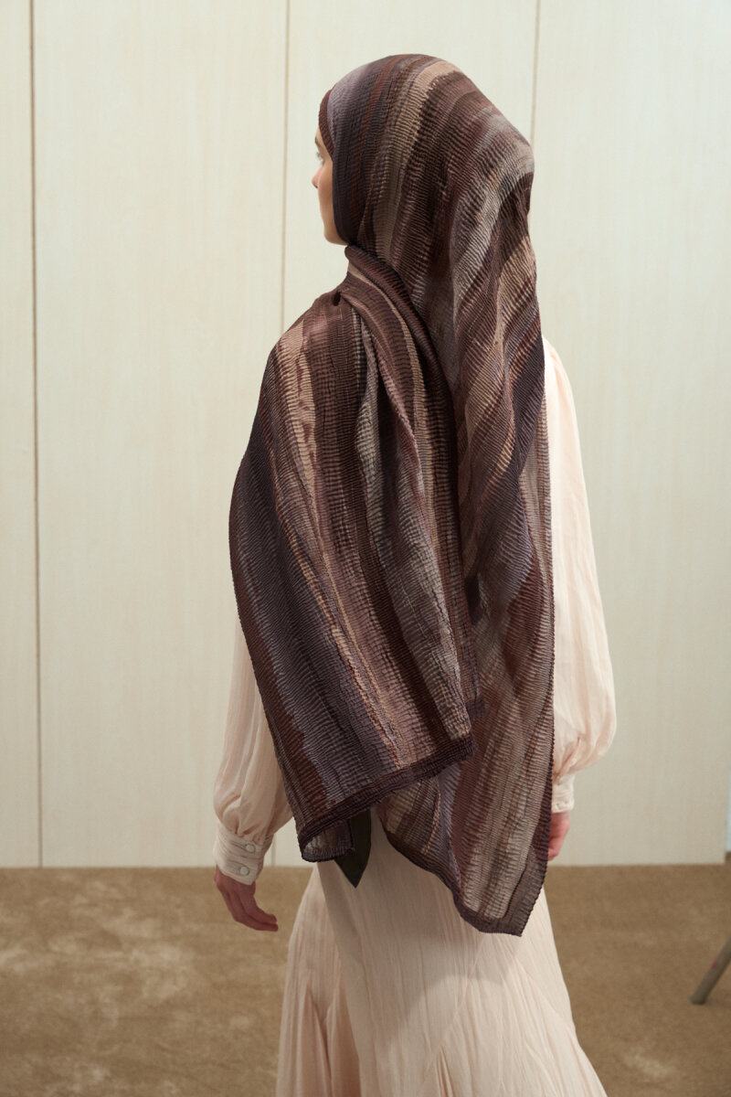 Elenora Müslin Şal - Kahve - 3