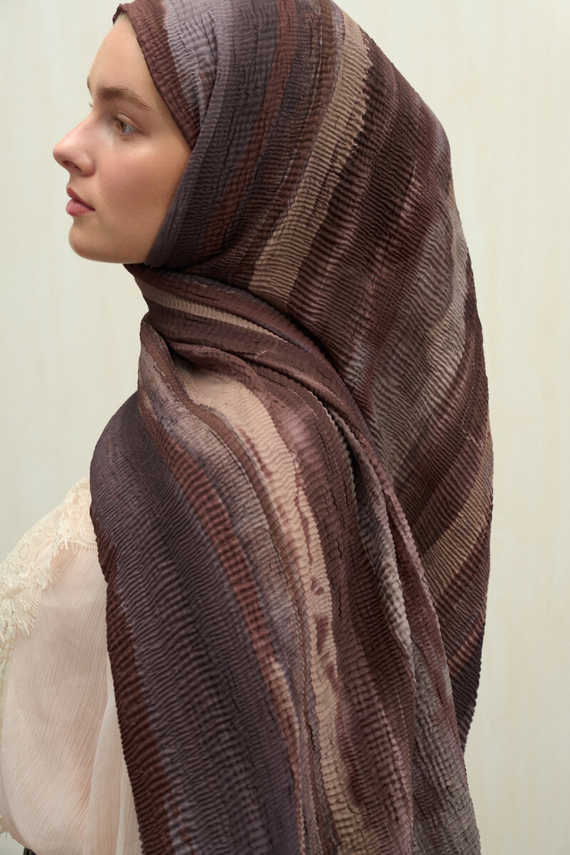 Elenora Müslin Şal - Kahve - 4
