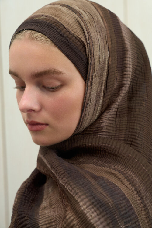 Elenora Müslin Şal - Kahve Yeşil - Camellia Scarfs (1)