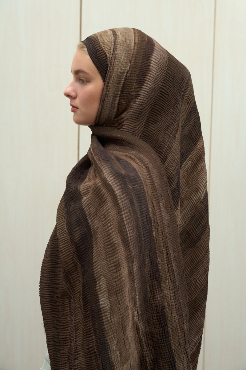 Elenora Müslin Şal - Kahve Yeşil - 4