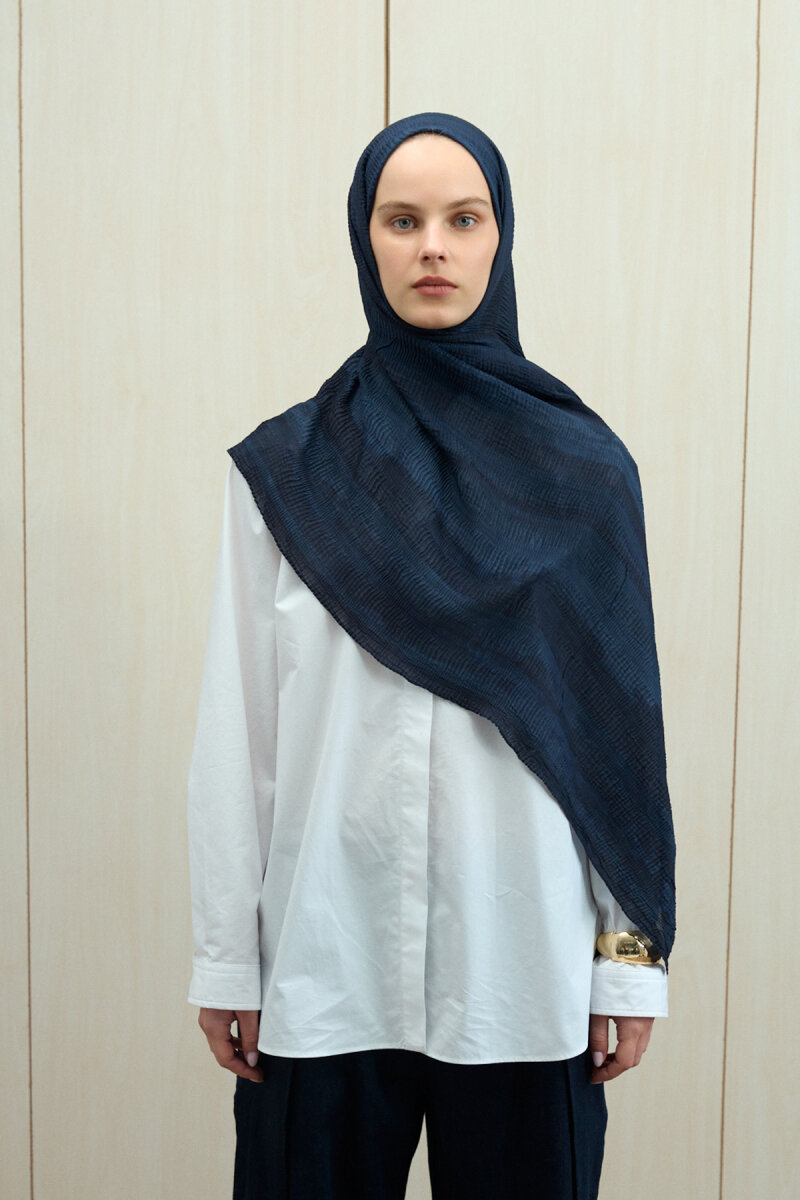 Elenora Müslin Şal - Lacivert - 1