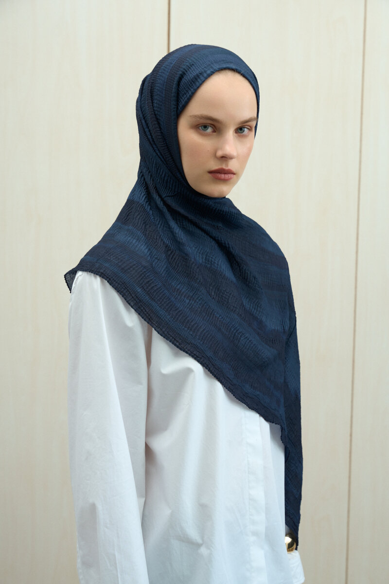 Elenora Müslin Şal - Lacivert - 4