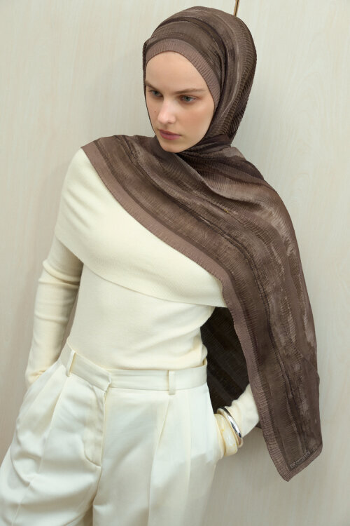 Elenora Müslin Şal - Mocha - Camellia Scarfs (1)