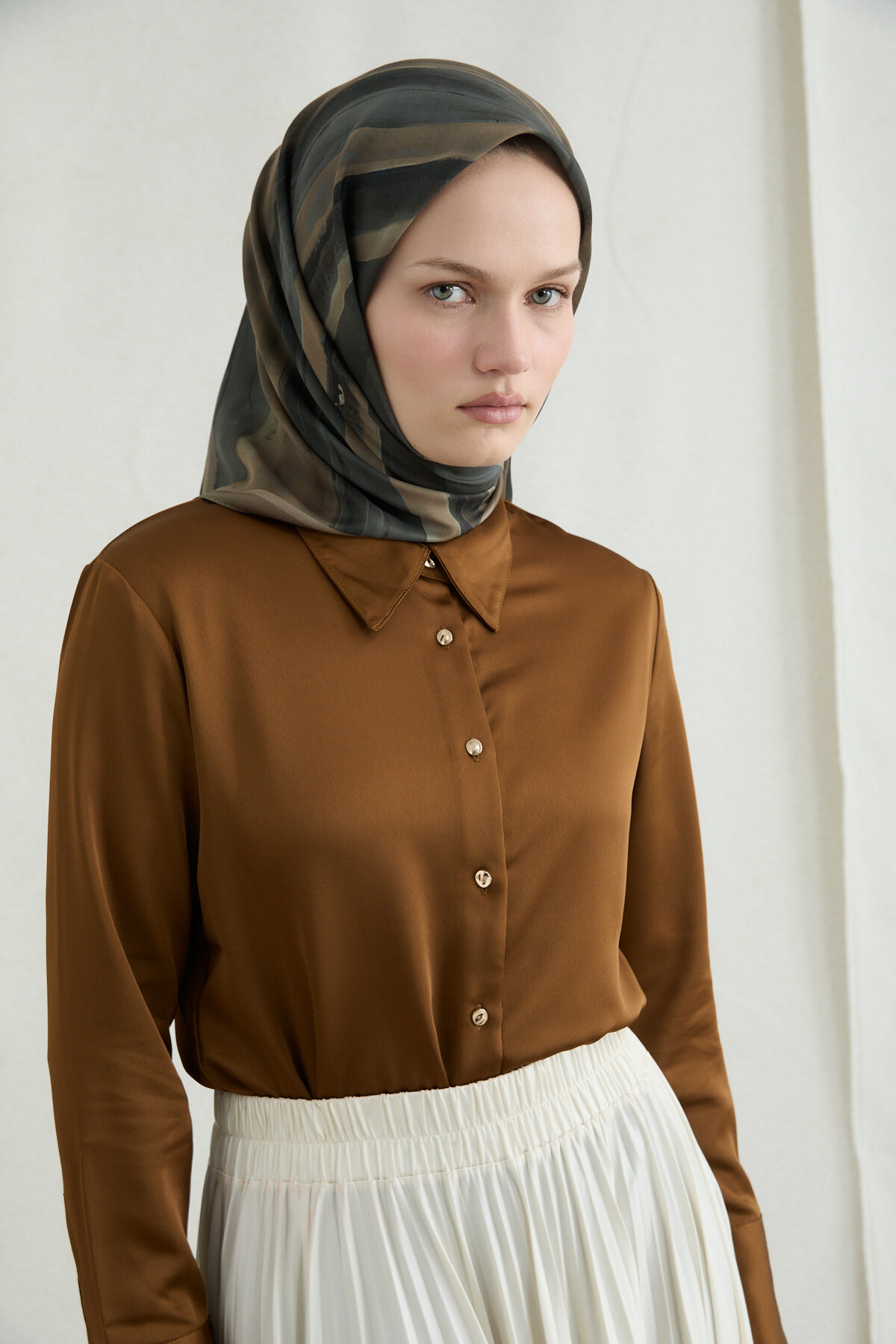 Elenora Soft Eşarp - Haki - Camellia Scarfs (1)