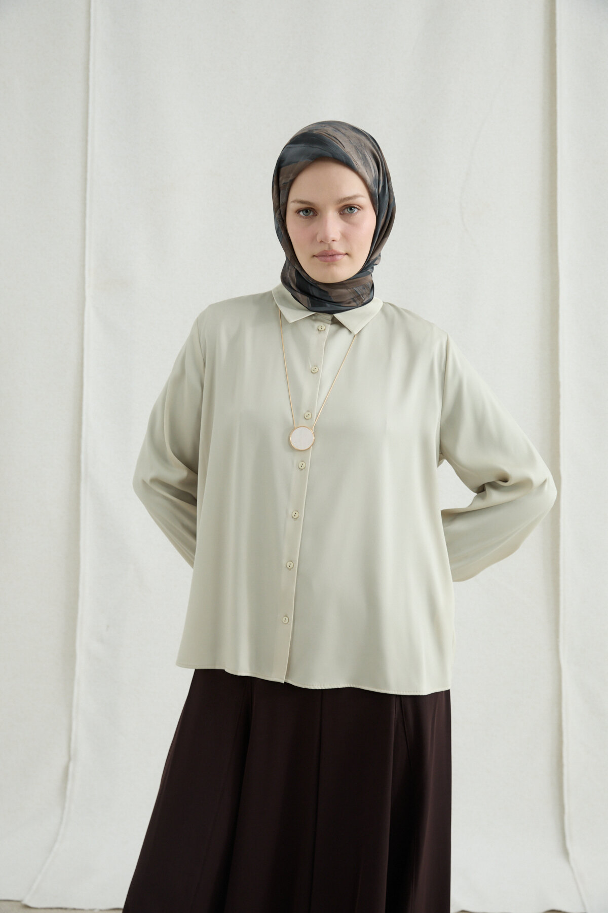 Elenora Soft Eşarp - Siyah Kahve - Camellia Scarfs