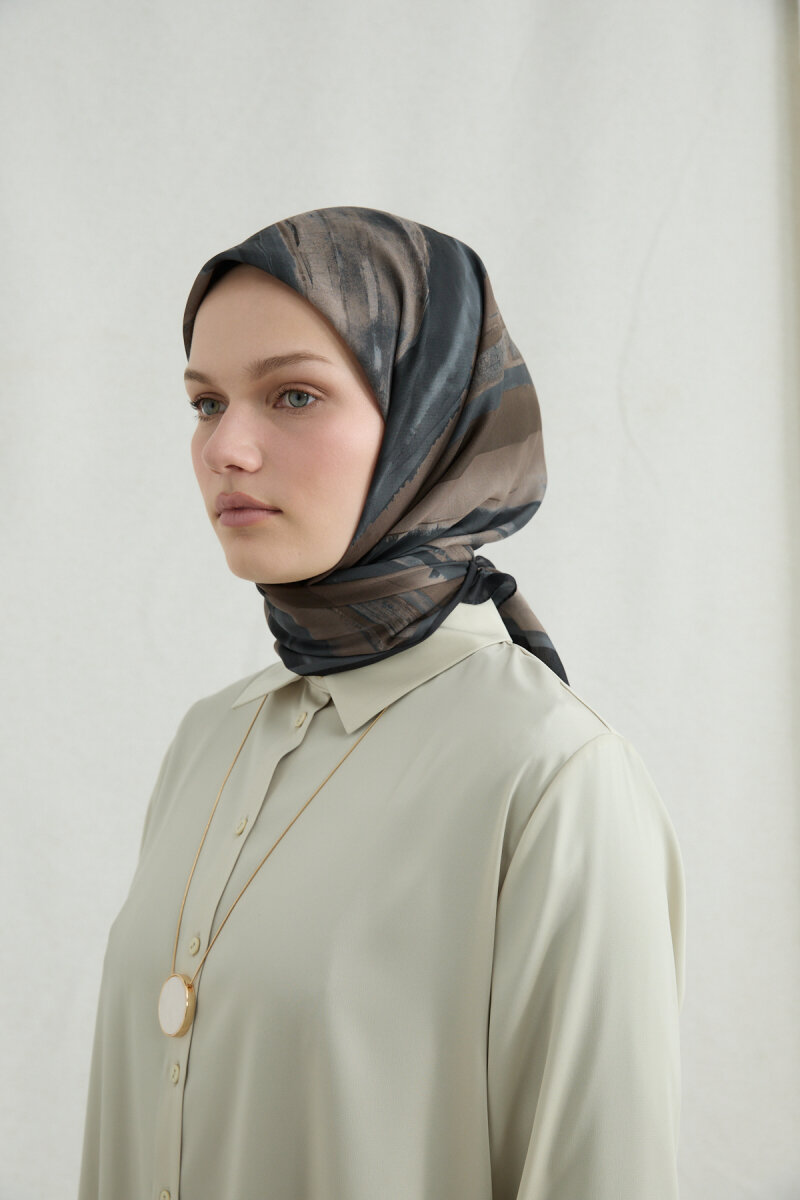 Elenora Soft Eşarp - Siyah Kahve - 3