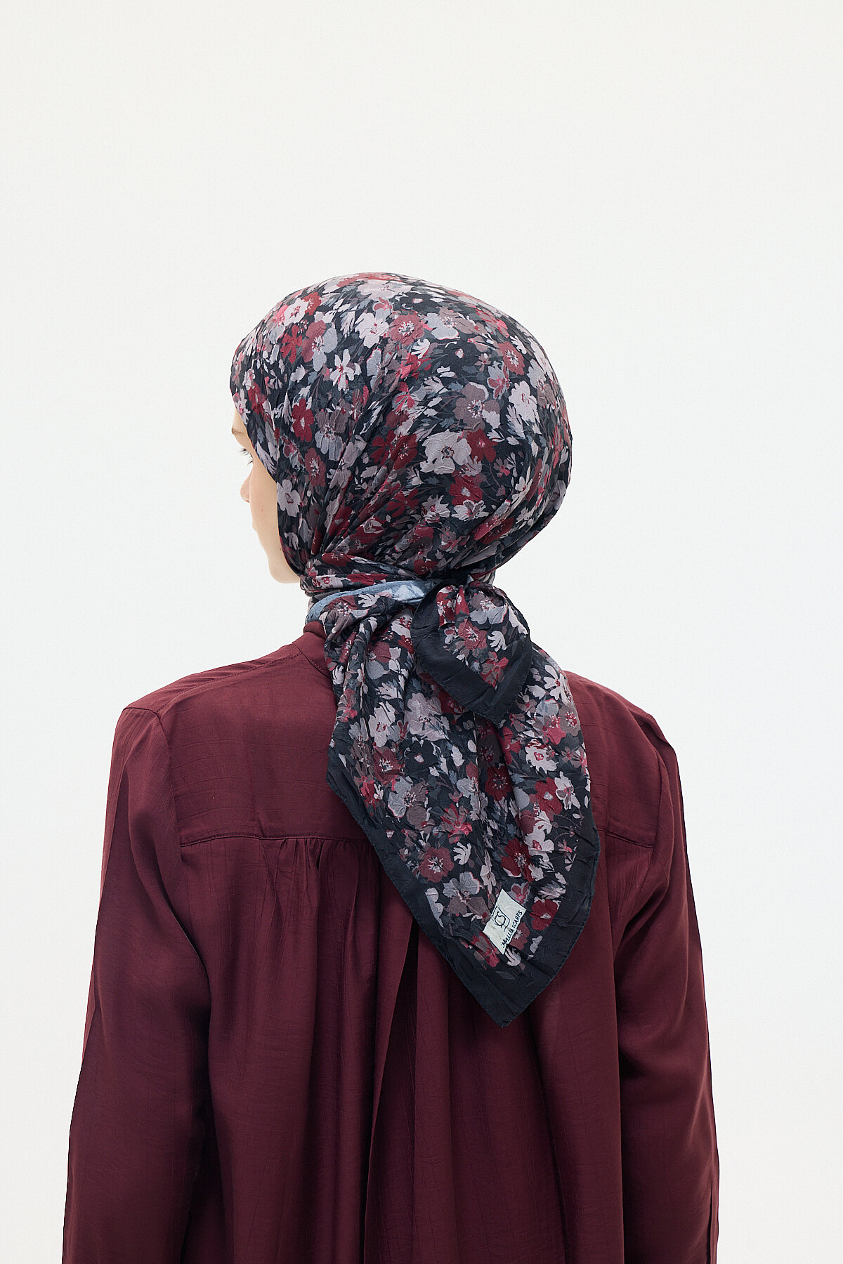 Elia Kraş Eşarp - Siyah-Bordo - Camellia Scarfs (1)
