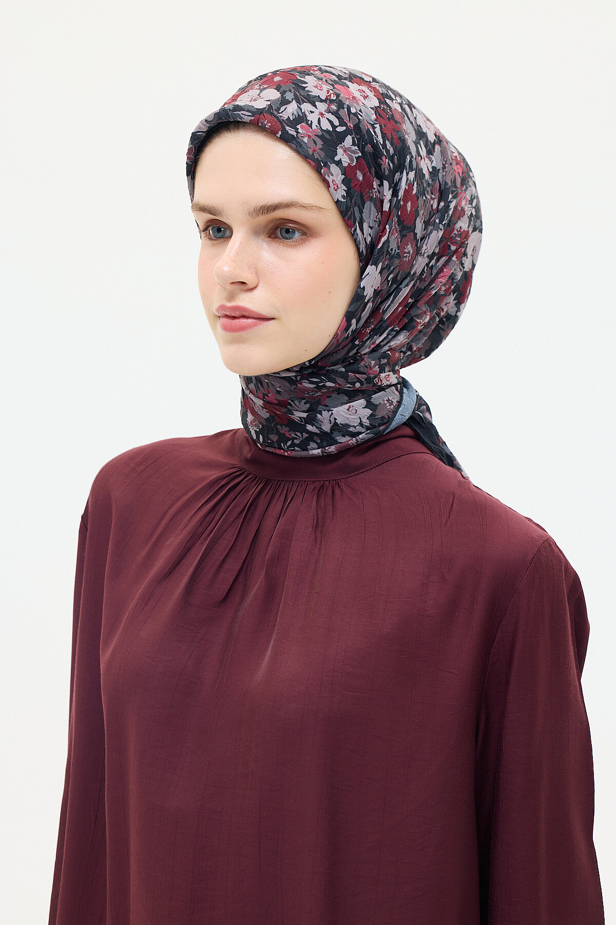 Elia Kraş Eşarp - Siyah-Bordo - Camellia Scarfs