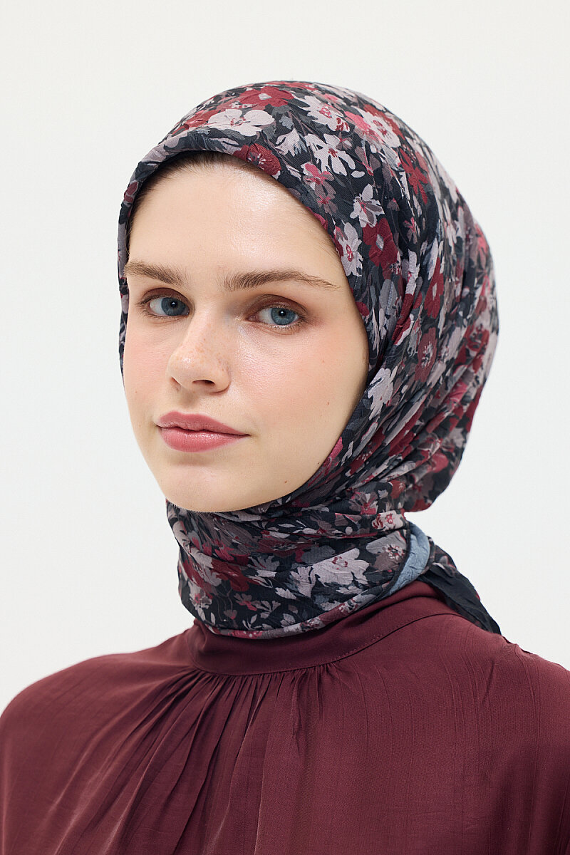 Elia Kraş Eşarp - Siyah-Bordo - 4