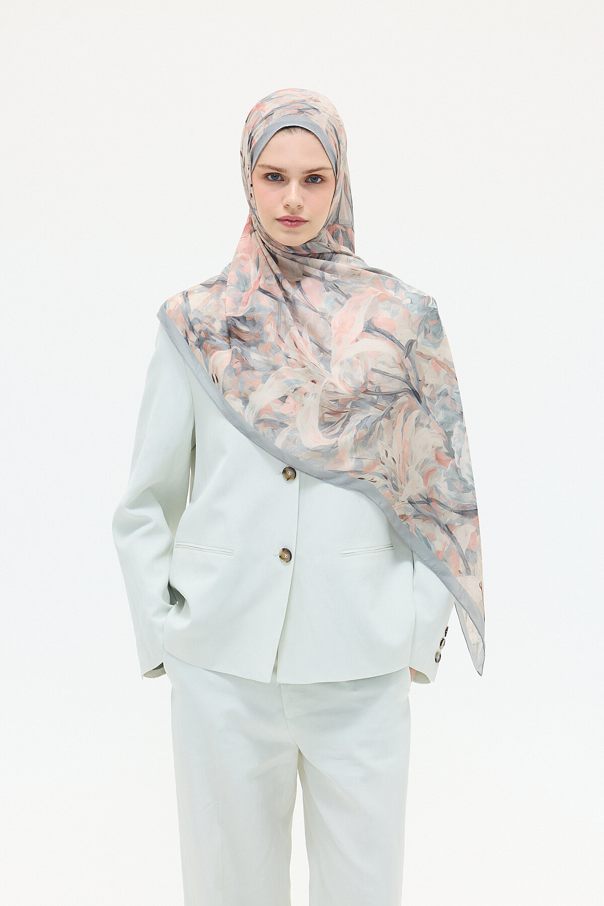 Elora Rami Şal - Gri - Camellia Scarfs