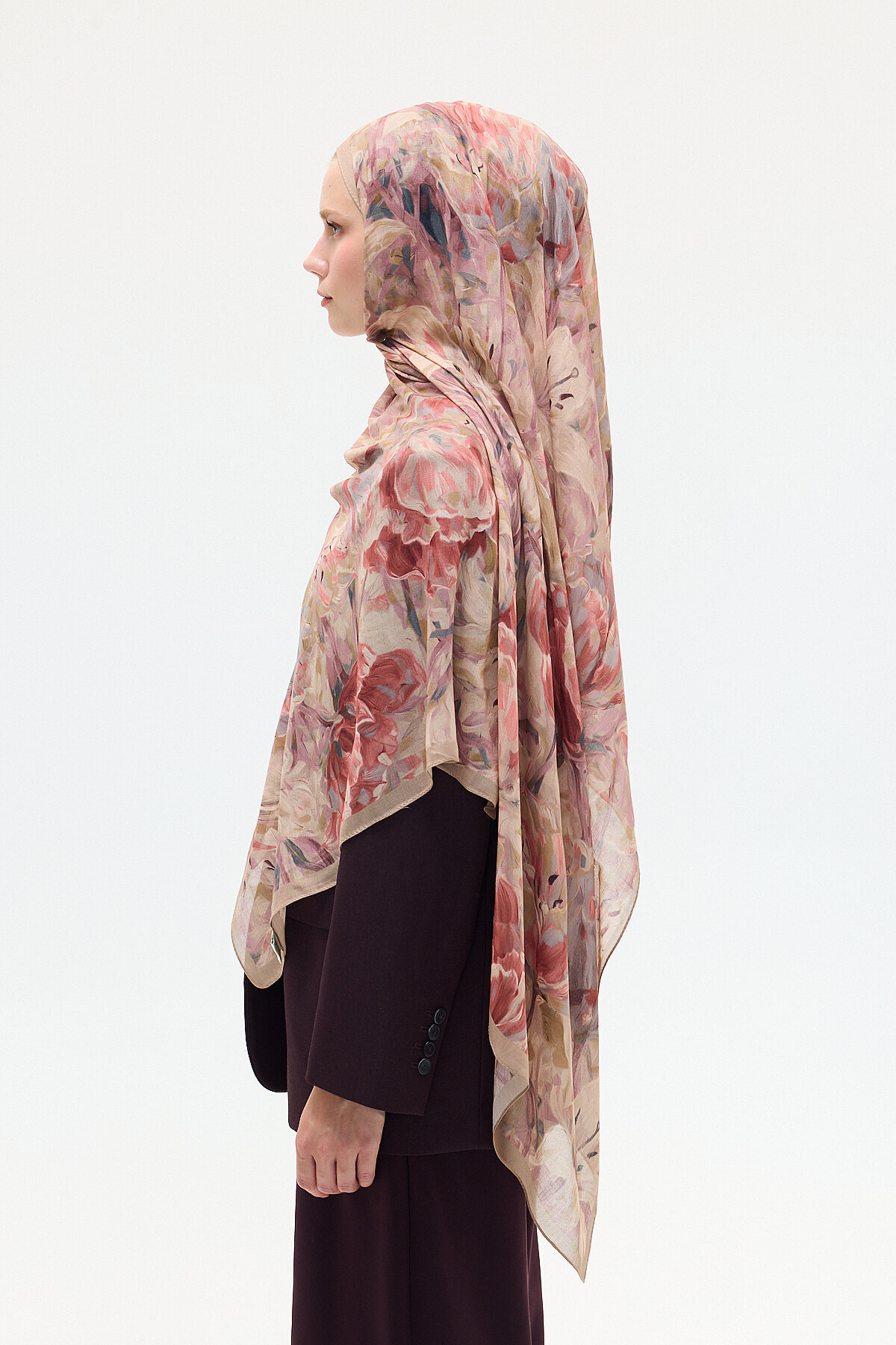 Elora Rami Şal - Gül - Camellia Scarfs (1)