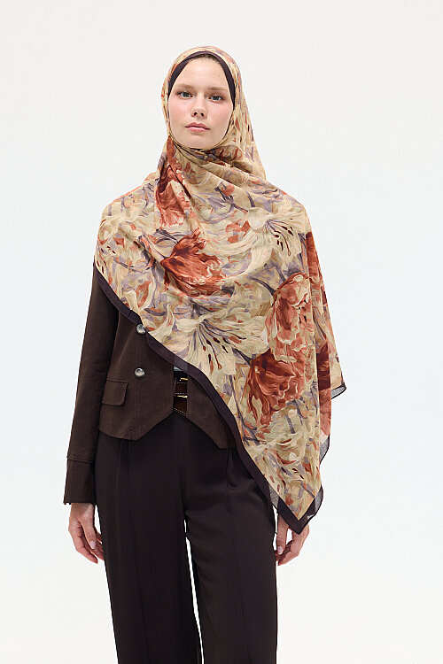 Elora Rami Şal - Kahve - Camellia Scarfs