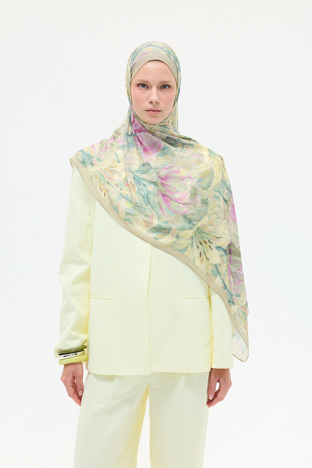 Elora Rami Şal - Krem - Camellia Scarfs