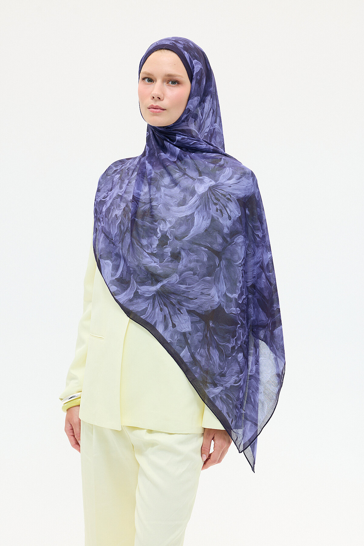 Elora Rami Şal - Lacivert - Camellia Scarfs