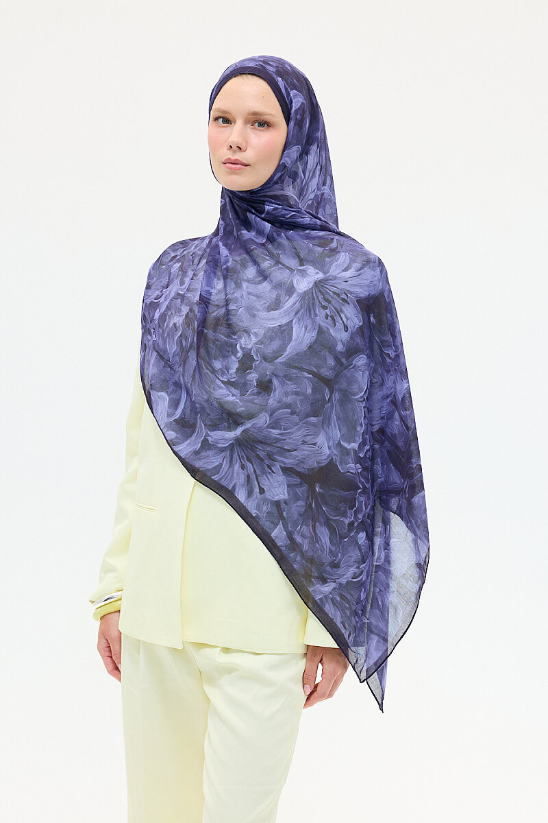 Elora Rami Şal - Lacivert - 1
