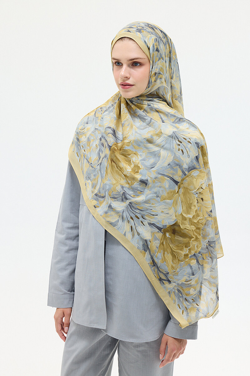 Elora Rami Şal - Sarı-Gri - 2