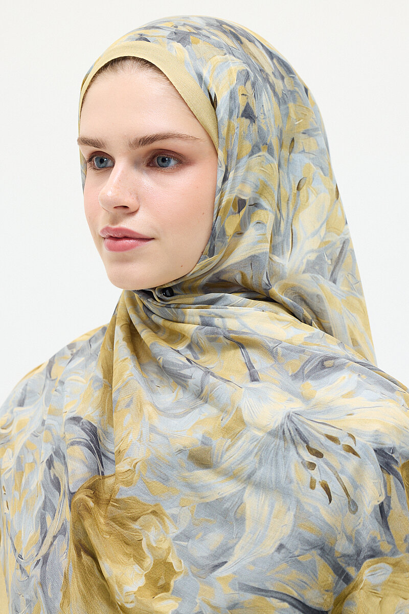 Elora Rami Şal - Sarı-Gri - 4