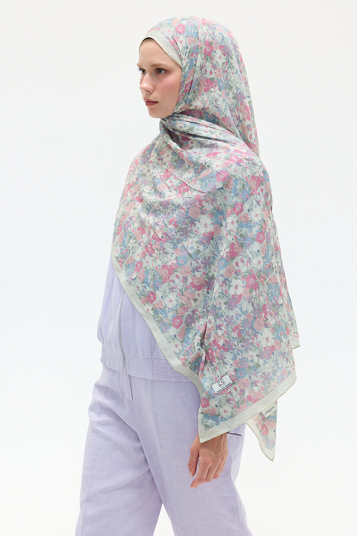 Elsiya Kraş Şal - Pembe Krem - Camellia Scarfs (1)