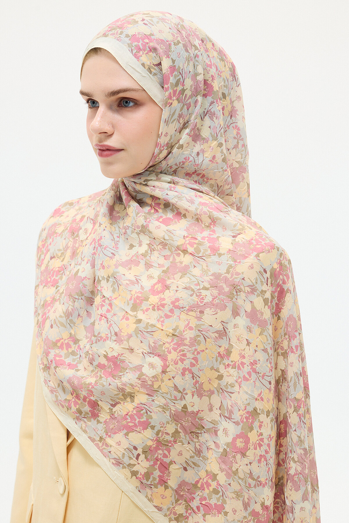Elsiya Kraş Şal - Pembe Sarı - Camellia Scarfs (1)
