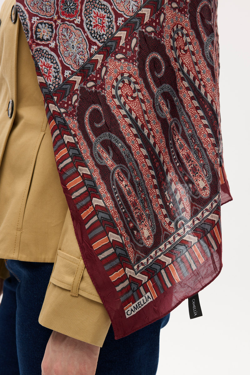 Ethnic Crash Şal - Bordo - 4