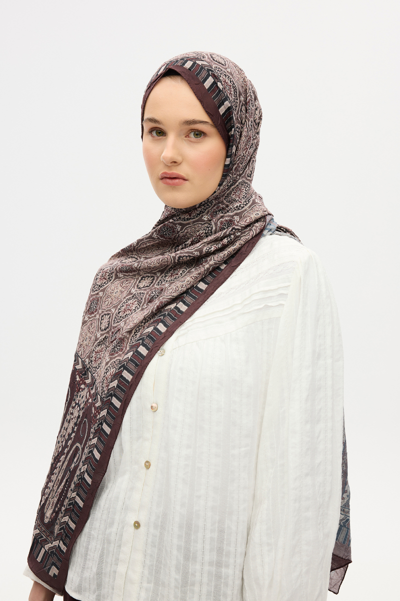 Ethnic Crash Şal - Kahve - 3