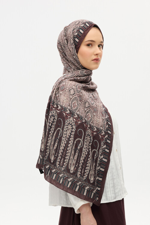 Ethnic Crash Şal - Kahve - Camellia Scarfs (1)