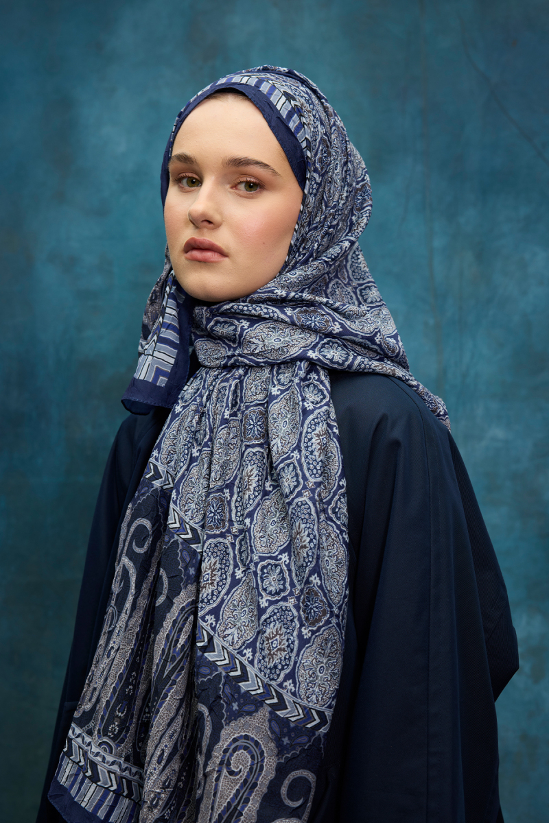 Ethnic Crash Şal - Lacivert - 3
