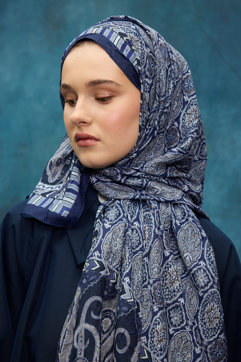 Ethnic Crash Şal - Lacivert - 4