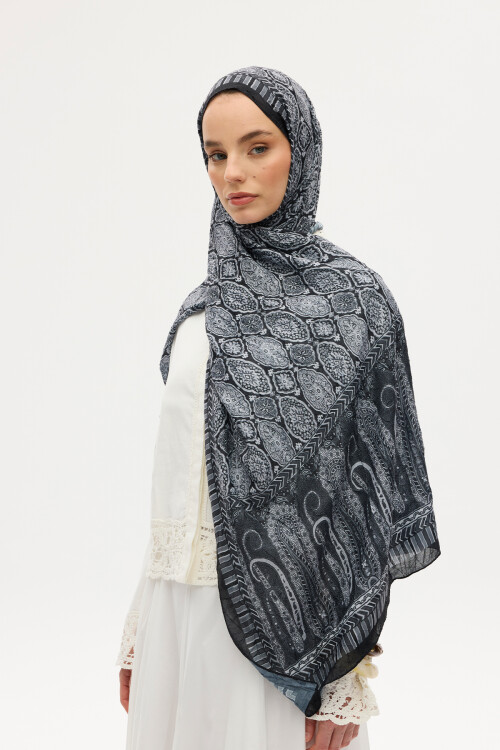 Ethnic Crash Şal - Siyah - Camellia Scarfs