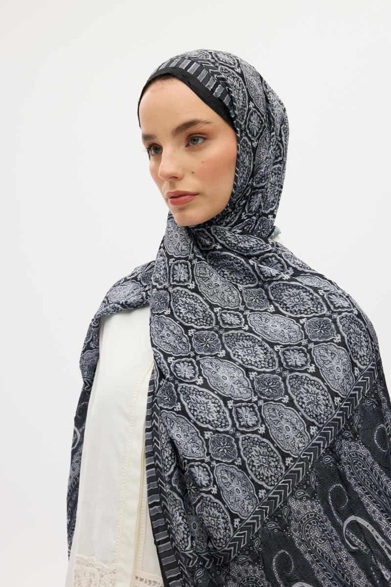 Ethnic Crash Şal - Siyah - 3