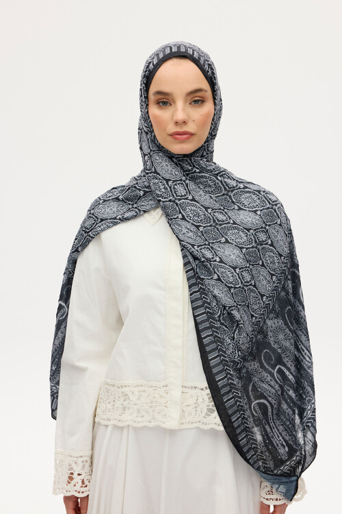Ethnic Crash Şal - Siyah - Camellia Scarfs (1)