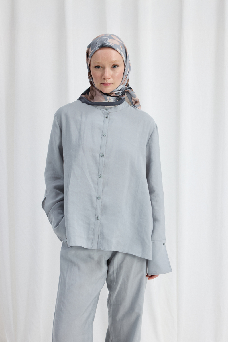 Fiore Desen Soft Eşarp - Gri - 2