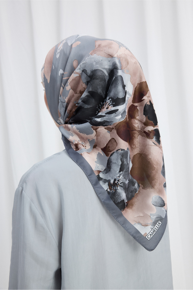 Fiore Desen Soft Eşarp - Gri - 4