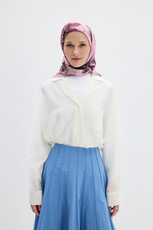 Fiore Desen Soft Eşarp - Pembe - Camellia Scarfs (1)