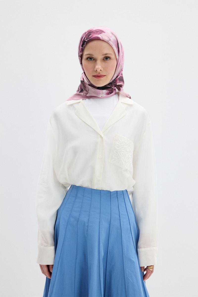 Fiore Desen Soft Eşarp - Pembe - 2