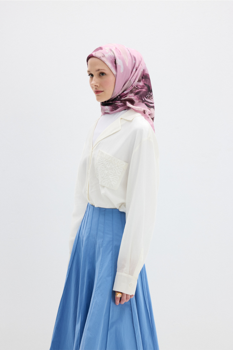 Fiore Desen Soft Eşarp - Pembe - 1